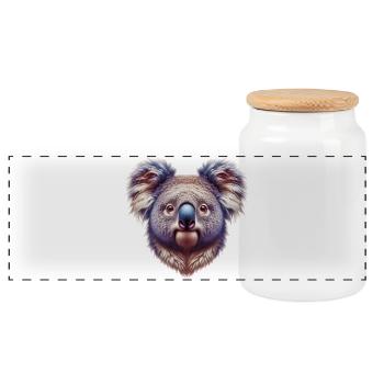 Koala - Panoramic Cookie Jar with Wooden Lid - white - Front