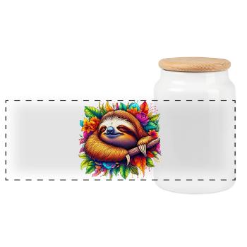 Paresse - Boîte à biscuits avec couvercle en bois - blanc - Devant