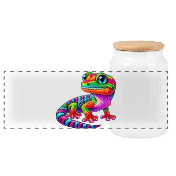 Gecko - Boîte à biscuits avec couvercle en bois - blanc - Devant