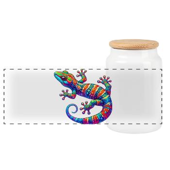 Gecko - Boîte à biscuits avec couvercle en bois - blanc - Devant