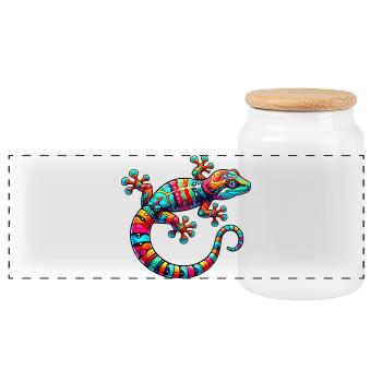 Gecko - Panorama Keksdose mit Holzdeckel - Weiß - Vorne