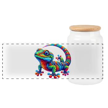Gecko - Boîte à biscuits avec couvercle en bois - blanc - Devant