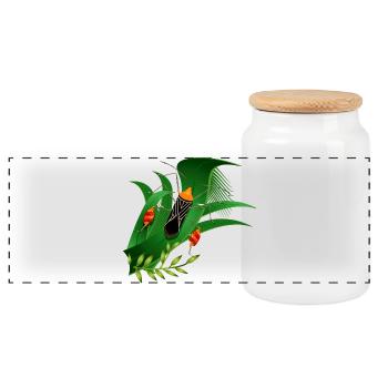 Anisoscelis alipes punaise des feuilles et feuilles vertes - Boîte à biscuits avec couvercle en bois - blanc - Devant