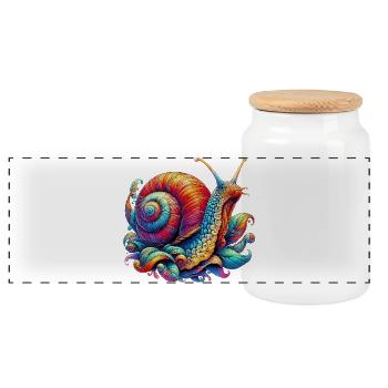 Schnecke - Panorama Keksdose mit Holzdeckel - Weiß - Vorne