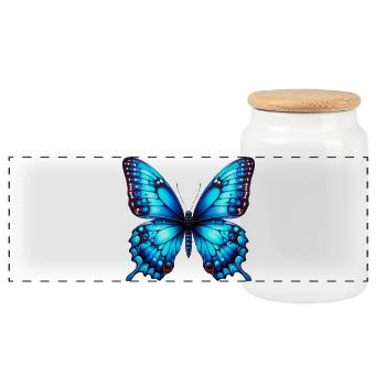 Schmetterling - Panorama Keksdose mit Holzdeckel - Weiß - Vorne