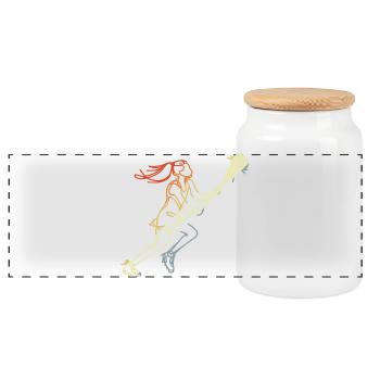 Girls Lacrosse Retro Style - Panoramic Cookie Jar with Wooden Lid - white - Front