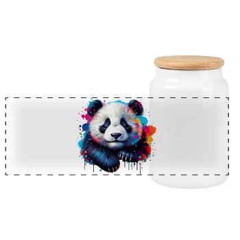 Panda - Panoramic Cookie Jar with Wooden Lid - white - Front