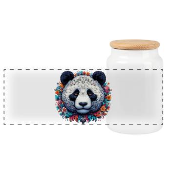 Panda - Panoramic Cookie Jar with Wooden Lid - white - Front