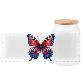 Schmetterling - Panorama Keksdose mit Holzdeckel - Weiß - Vorne