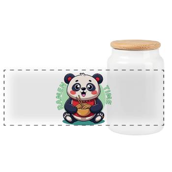 Ramen-Panda Zeit - Panorama Keksdose mit Holzdeckel - Weiß - Vorne