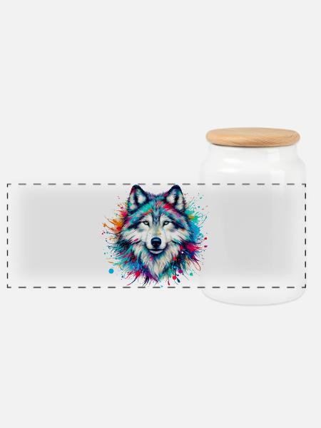Wolf - Panorama Keksdose mit Holzdeckel - Weiß