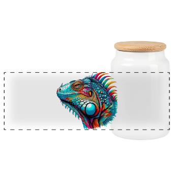 Iguane - Boîte à biscuits avec couvercle en bois - blanc - Devant