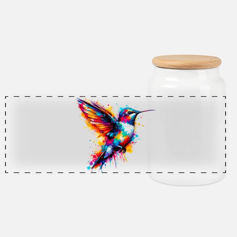 Kolibri - Panorama Keksdose mit Holzdeckel - Weiß