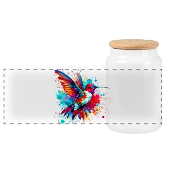Kolibri - Panorama Keksdose mit Holzdeckel - Weiß - Vorne