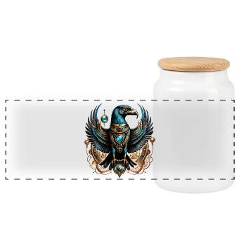 Horus, the falcon god. - Panoramic Cookie Jar with Wooden Lid - white - Front