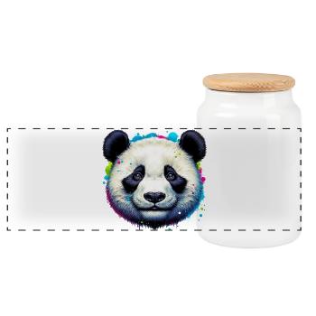 Panda - Panorama Keksdose mit Holzdeckel - Weiß - Vorne