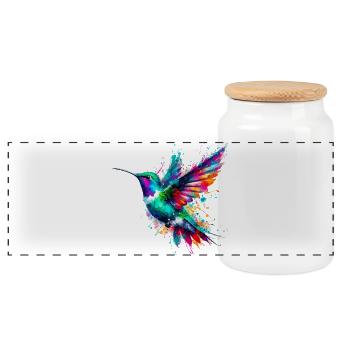 Kolibri - Panorama Keksdose mit Holzdeckel - Weiß - Vorne