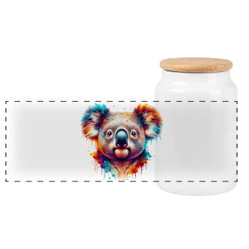 Koala - Panorama Keksdose mit Holzdeckel - Weiß - Vorne