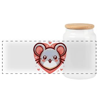Mouse Heart - Panoramic Cookie Jar with Wooden Lid - white - Front