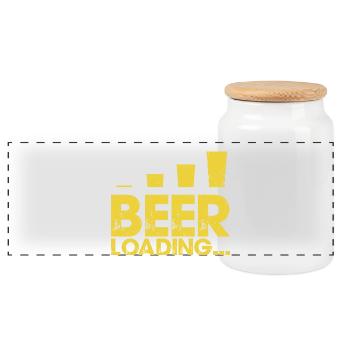 Beer Loading Distressed Typography - Panoramic Cookie Jar with Wooden Lid - white - Front
