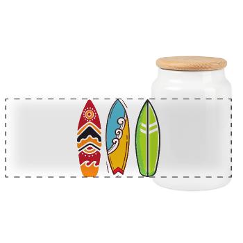 Surfboards - Panoramic Cookie Jar with Wooden Lid - white - Front