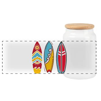 Trois planches surf pop art - Boîte à biscuits avec couvercle en bois - blanc - Devant