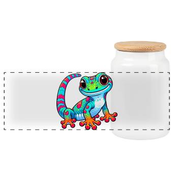Gecko - Boîte à biscuits avec couvercle en bois - blanc - Devant