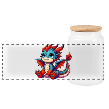 Dragon - Boîte à biscuits avec couvercle en bois - blanc - Devant