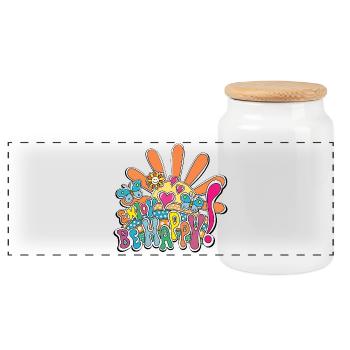 Illustration  de Joie Colorée - Boîte à biscuits avec couvercle en bois - blanc - Devant