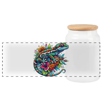 Gecko - Boîte à biscuits avec couvercle en bois - blanc - Devant