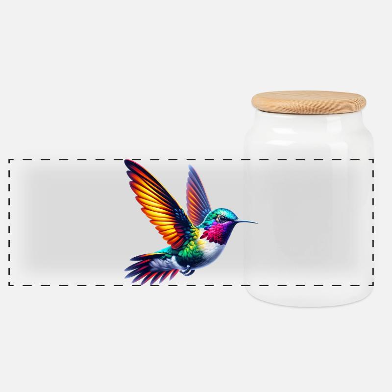 Kolibri - Panorama Keksdose mit Holzdeckel - Weiß