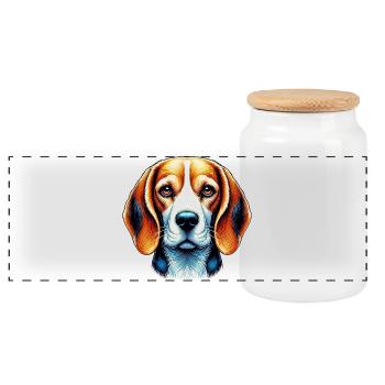 Chien Beagle - Boîte à biscuits avec couvercle en bois - blanc - Devant