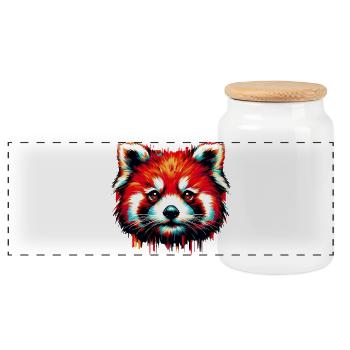 Kleiner Panda - Panorama Keksdose mit Holzdeckel - Weiß - Vorne