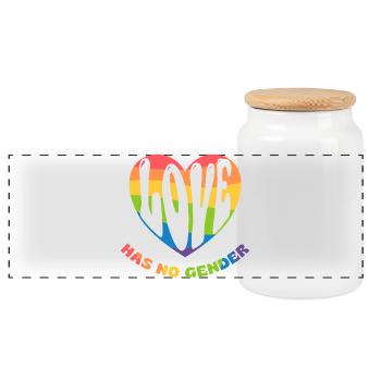 Love has no gender - Panorama Keksdose mit Holzdeckel - Weiß - Vorne