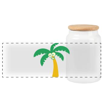 Palme - Panorama Keksdose mit Holzdeckel - Weiß - Vorne