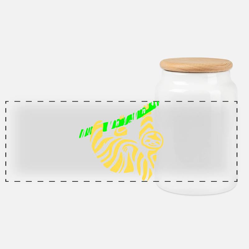 Sloth - Panoramic Cookie Jar with Wooden Lid - white