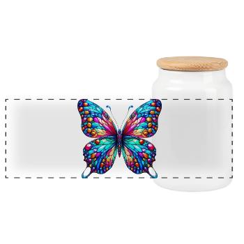 Papillon - Boîte à biscuits avec couvercle en bois - blanc - Devant