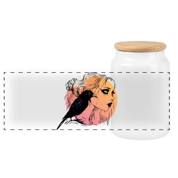 Fille gothique noir corbeau mélancolie Journée de la femme - Boîte à biscuits avec couvercle en bois - blanc - Devant