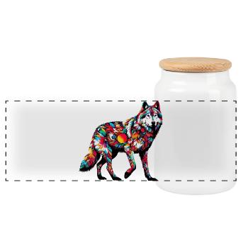 Loup - Boîte à biscuits avec couvercle en bois - blanc - Devant
