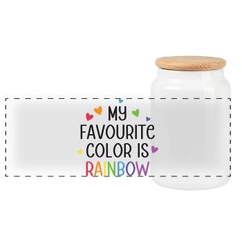 LGBT Pride Month - Meine Lieblingsfarbe ist Regenbogen - Panorama Keksdose mit Holzdeckel - Weiß - Vorne