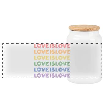 LGBT Pride Month - Love is Love - Panoramic Cookie Jar with Wooden Lid - white - Front