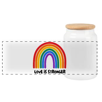 Love is stronger. LGBT - Panoramic Cookie Jar with Wooden Lid - white - Front