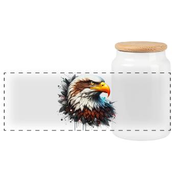Eagle - Panoramic Cookie Jar with Wooden Lid - white - Front