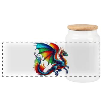 Dragon - Panoramic Cookie Jar with Wooden Lid - white - Front