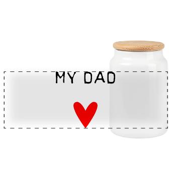 HAPPY FATHER'S DAY. DAD. FATHER'S DAY. FATHER - Panoramic Cookie Jar with Wooden Lid - white - Front
