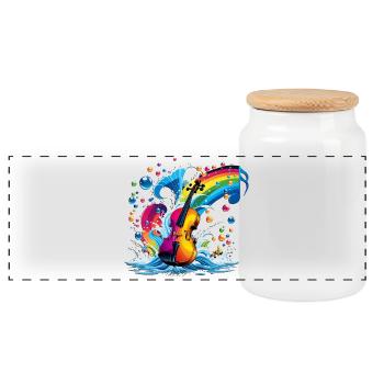 Violon fantastique aux couleurs vives - Boîte à biscuits avec couvercle en bois - blanc - Devant