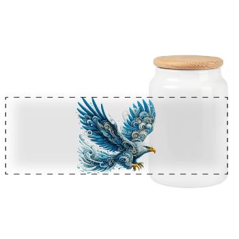 Eagle - Panoramic Cookie Jar with Wooden Lid - white - Front