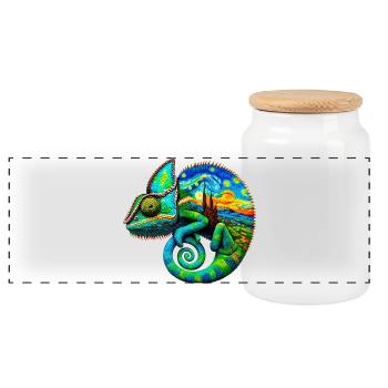 Van Gogh Caméléon - Boîte à biscuits avec couvercle en bois - blanc - Devant