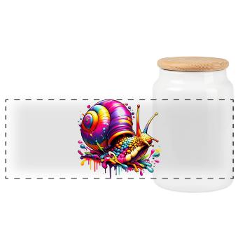 Schnecke - Panorama Keksdose mit Holzdeckel - Weiß - Vorne