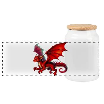 Dragon - Boîte à biscuits avec couvercle en bois - blanc - Devant